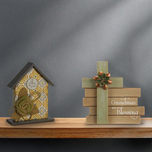Pavilion Gift Company Simple Spirits - Grandmas are A Blessing Cross Plaque 6 Inch, Solid, Green...