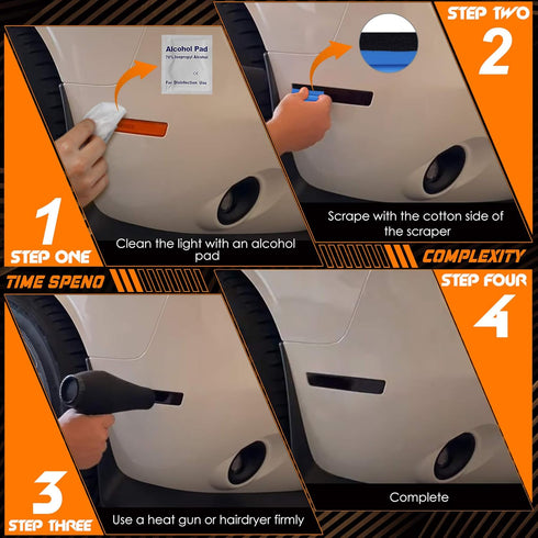 NDRUSH Blackout Side Marker Lights Vinyl Tint Film Precut Overlay Rear Sidemarker Wrap Cover Compatible with Ford Mustang 2015 2016 2017 2018 2019...