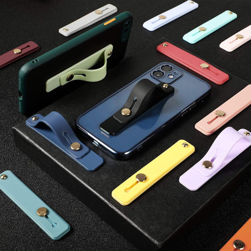Weewooday 15 Pieces Phone Grip Strap Telescopic Finger Loop Finger Strap Holder Silicone Stretch Grip Stand for Most Mobile Phone and Tablets(Colo...