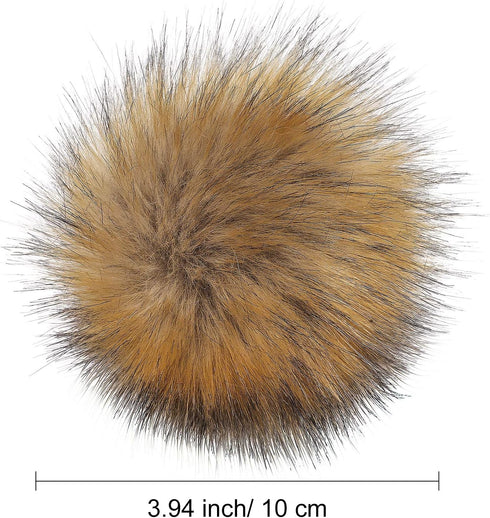 Bememo 14 Pieces Faux Fur Pom Pom Balls for Hats DIY Faux Fur Pompom with Elastic Loop for Hats Shoes Scarves Gloves Scarves Bag Key Chain Charms ...
