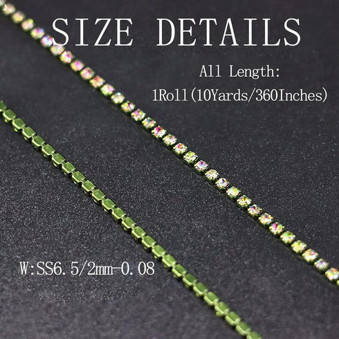 10 Yards 2 MM Rhinestone Chain Trim Crystal Rhinestone Close Chain Trim Shiny Rhinestone Chain for Sewing Crafts, DIY Decoration, Jewelry, Clothin...