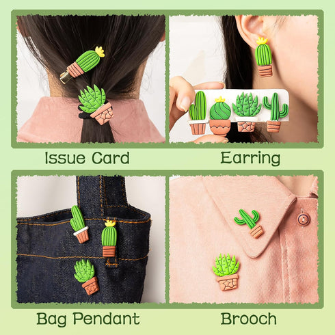 Cactus Polymer Clay Cutters Set Plant Clay Cutters Earrings Jewelry Making Supplies 10 Shapes Potted Plant Clay Earrings Cutters DIY Handmade Keyc...