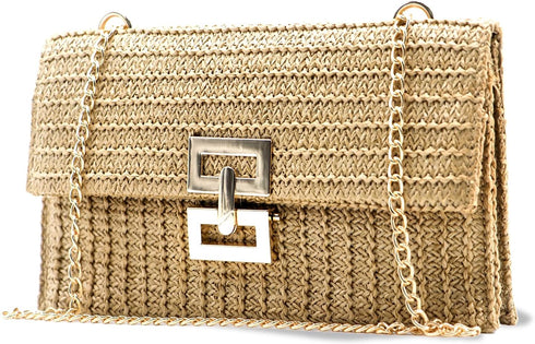 Straw Clutch Purses Women,Clutch Wallet Rattan,Vintage Summer Straw Beach Bag Boho Raffia Beach Bags Evening Bag...