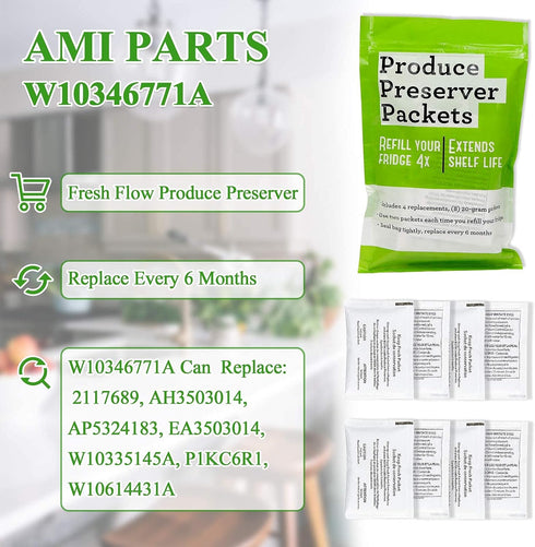 AMI PARTS W10346771A Produce Preserver Replacement Part Compatible with Refrigerators(4 replacements-8packs)...