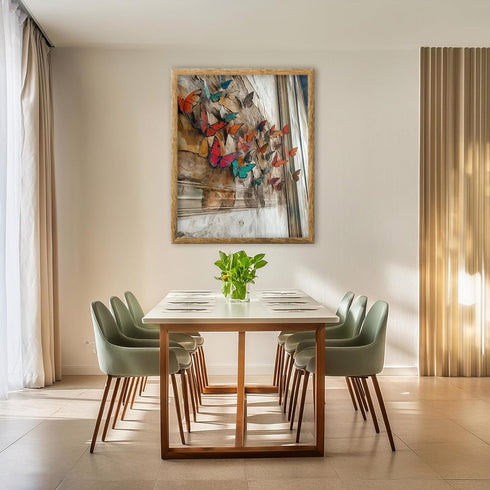 Posterizer-vibrant butterflies on old wall -1-Art for Animal Lovers-Abstract & Modern Art-decor for Girls, Teens Bedroom- unframed wall art...