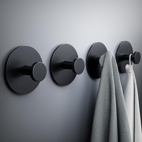 Towel Hooks for Bathroom Wall - Extra Sticky Stainless, Holds up to 12LB, Coat Hooks Wall Hooks, Adhesive Door Holder Hanger Shower Accessories, M...