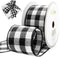Wired Traditional Buffalo Plaid Ribbon 2-1/2 inches x 25 Yard Buffalo Check Black and White Ribbon for Gift Wrapping, Crafts, and Decorations...