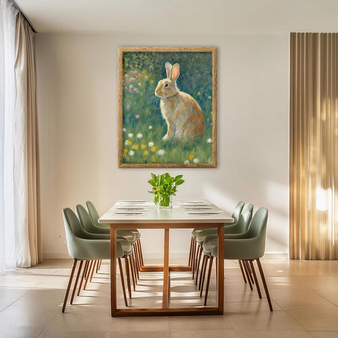 Posterizer 1 pcs- Brown rabbit in nature-Art for Animal Lovers-Floral Botanical Art- Gift for Men Women Entrepreneur Teens-Living Room Bedroom Dec...