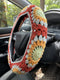 Crochet Sunflower Car Steering Wheel Covers Orange Universal 14-15 inch for Women/Men (Steering Wheel Cover)...