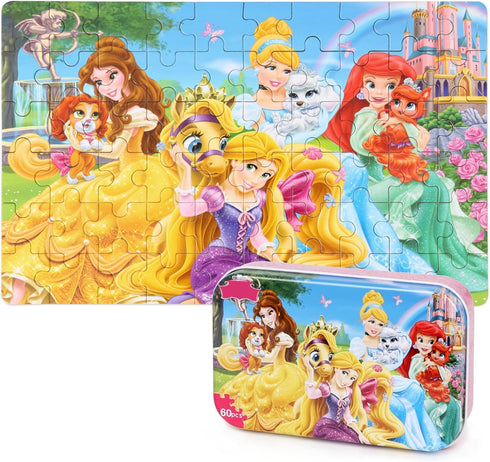 LELEMON Puzzles for Kids Ages 4-8,60 Piece Puzzles for Kids Ages 4-6,Children Jigsaw Puzzles Kids Puzzles in a Metal Box,Educational Learning Puzz...