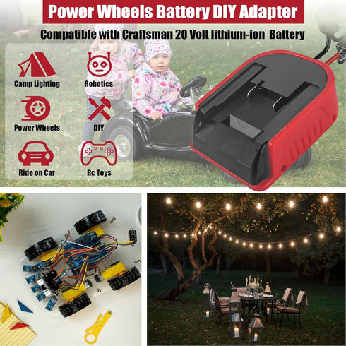 for V20 Craftsman 20V Battery Power Wheel Adapter?Power Wheels Battery Converter Kit with Fuses & Wire Terminals, 14AWG Wire, Power Connector for ...
