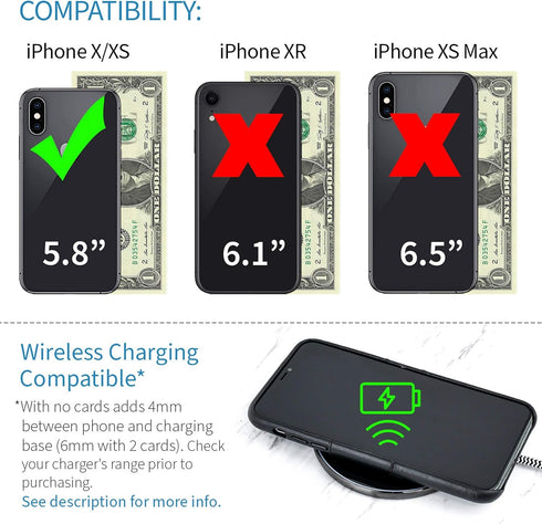 Dockem Wallet Case for iPhone X/XS: Built-in Metal Plate for Magnetic Mounting & 2 Credit Card Holders, (5.8" Exec M2, Synthetic Leather, Black)...