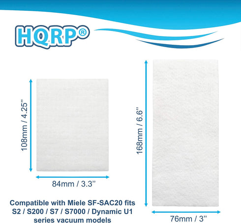 HQRP 3-Pack Filter Kit compatible with Miele S200 Series S240, S241, S246, S250, S251i, S256, S256i, S290, S291, S292 Compact Canister Vacuum Clea...