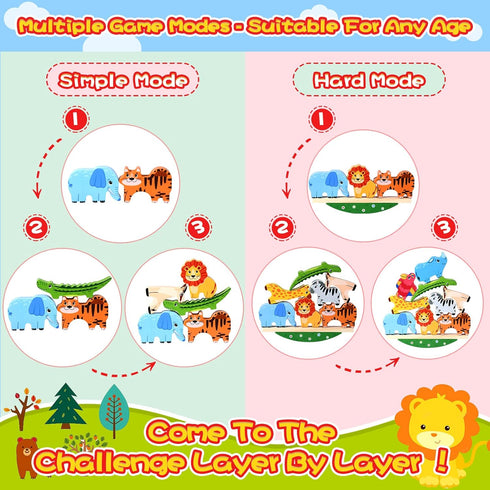 Atoylink Wooden Stacking Toys for Toddlers Cute Zoo Animals Stacking Blocks Balance Game Preschool Montessori Educational Toys for 2 3 4 5 Year Ol...