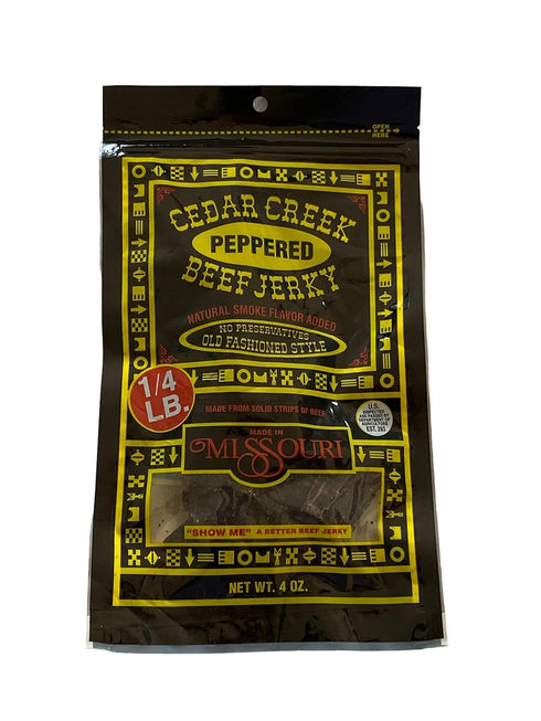Cedar Creek | Air-Dried Thinly Sliced | 4oz pack | No Artificial Preservatives | Grass Grain Fed Beef | Clean Healthy Snack (Peppered)...