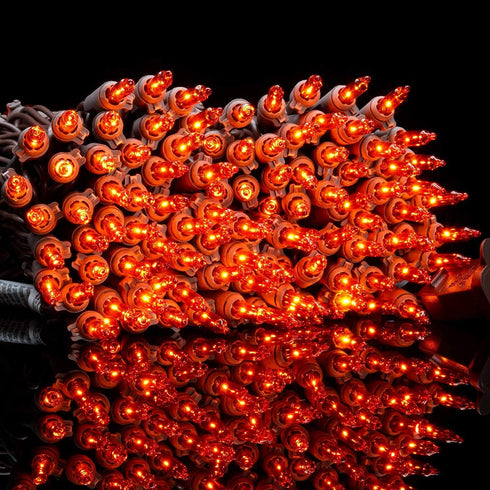 YULETIME Orange Christmas Lights with Brown Wire, 66 Feet 200 Count UL Certified String Lights, Pack of 2 Sets 33 Ft 100 Count Amber Incandescent ...