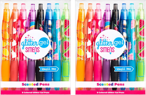 Scentco Glitter Gel Smens (2 Pack) - Gourmet Scented Pens, Colored Gel Ink, Medium Point, 8 Count...