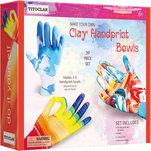 Arts and Crafts for Kids Girls Ages 8-12 6-8 4-8 4-6 - Make Your Own Clay Handprint Bowls, Mothers Day Crafts for Kids Birthday Gifts for 4 5 6 7 ...