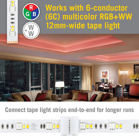 Armacost Lighting 6 Pin RGB+WW LED Strip Light Tape to Tape Splice Connector (5-Pack) 760790...