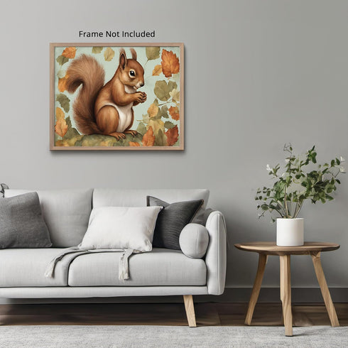 Posterizer 1 pcs- A Squirrel on the ground sorrounded by leaves-Art for Animal Lovers- Gift for Men Women Entrepreneur Teens-decor for Bedroom, Of...