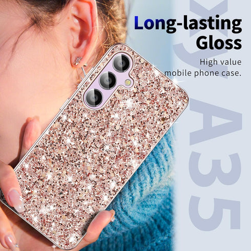 Galaxy A35 Glitter Case for Samsung Galaxy A35 5G Phone Case for Women Girls, Slim Ultra Thin Matte Back Shockproof Protective Cover for Samsung A...