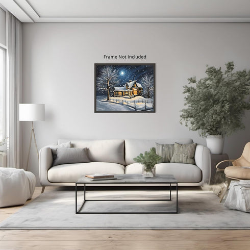 Posterizer 1 pcs- quaint old village-building in nature-night sky 14-Landscape & Nature Art-Floral Botanical Art- Decor for Home & Office- unframe...