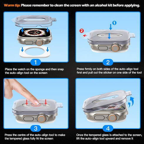 Misxi [2 Pack Tempered Glass with Auto Alignment Tool Kit, Screen Protector for Apple Watch Ultra 2/ Ultra 49mm, Easy Installation Ultra-thin Anti...