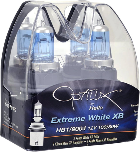 Hella H71070327 Optilux XB Series HB1 9004 Xenon White Halogen Bulbs, 12V, 100/80W, 2 Pack...