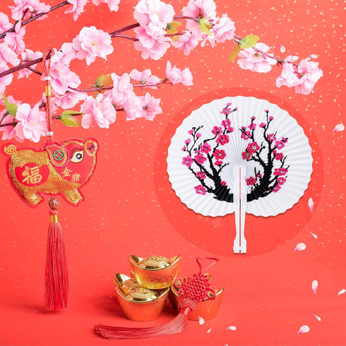 Blulu 20 Pcs Chinese Japanese Cherry Blossom Hand Fans handheld Paper Folding Fans for Wedding, Cherry Blossom Decor Japanese Room Decor, Birthday...