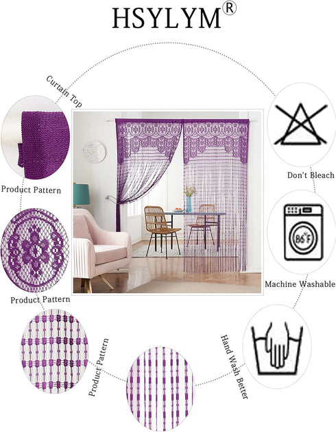 String Door Privacy Lace Curtain Macrame Boho Doorway Window Curtains for Wall Divider Windows Door Covers Decorative Room Separation (35×96in/90×...