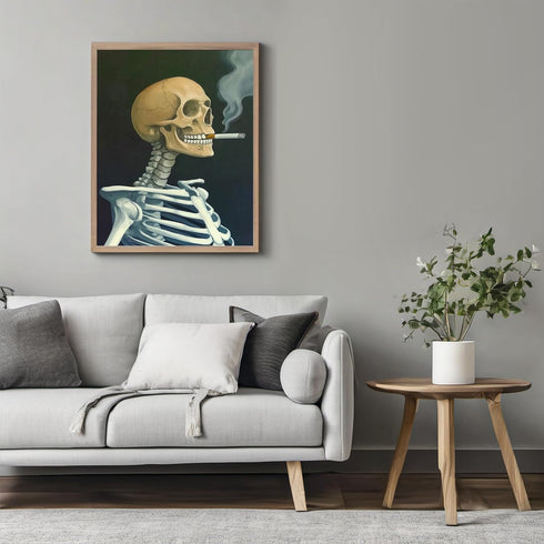 Posterizer 1 pcs-skeleton smoking on the porch-holloween decor 2-Gothic Art- Gift for Men Women Entrepreneur Teens -Living Room Bedroom Decor- unf...