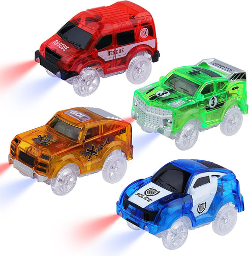 Tracks Cars Magic,Light Up Magic Toy Race Cars Glow in The Dark Toy Cars Gifts for 3 4 5 6 7 8 Kid,Boy&Girl with 5 LED Flashing Light Battery Oper...