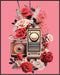 Posterizer 1 pcs-old timey radio-pink background collage-Abstract & Modern Art-Floral & Botanical Art-Gift for Art Lovers- UNFRAMED Wall Art...