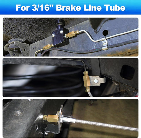 Spurtar 3/16 Brake Line Fittings 15Pcs, 3/8 Inch-24 Threads Brake Line Pressure Fittings for 3/16 Inch Brake Line, Brass Brake Line Fitting Assort...