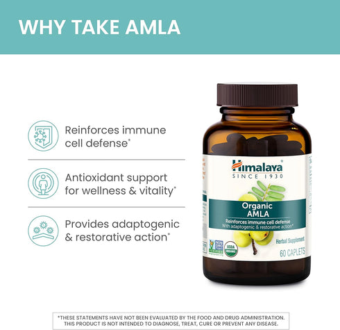 Himalaya Organic Amla Natural Antioxidant for Immune Support, 60 Caplets, 1 Month Supply...