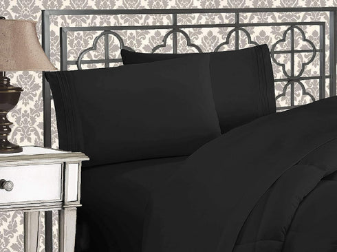 Elegant Comfort 1500 Thread Count Wrinkle & Fade Resistant Egyptian Quality Ultra Soft Luxurious 2-Piece Pillowcases, Standard Size, Black...