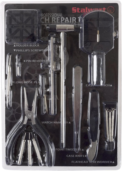 16-Piece Watch Repair Kit - DIY Tool Set for Repairing Watches Includes Screwdrivers, Spring Bar Remover, Tweezers, Link Remover, and More by Stal...