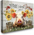 Luslya Farmhouse Pig Canvas Wall Art Cute Pig Sunflower Painting Country Wall Decor Framed Rustic Posters Home for Living Room Bedroom Bathroom De...