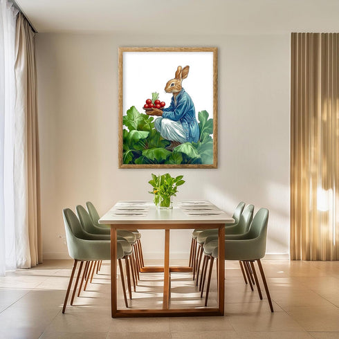 Posterizer 1 pcs-whimsical magical cute farmer bunny rabbit 3-Kids Room Art-Art for Animal Lovers-Gift for Daughter, Son, Kids- unframed wall art...