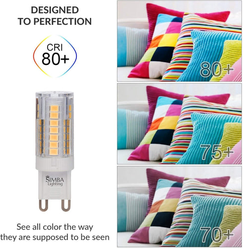 Simba Lighting G9 LED Light Bulb (5 Pack) 4W T4 40W Halogen Replacement for Pendants, Ceiling Lights, Desk Lamp, Wall Sconce, 120V JCD Bi-Pin Base...