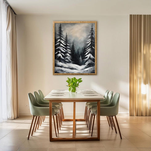 Posterizer 1 pcs-trees and snow in a winter day-in oil painting style-3-Landscape & Nature Art-GIft for Men Women Teens-Dining Room Decor- unframe...