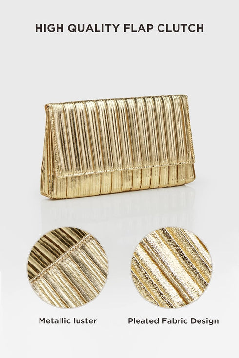 BABEYOND Clutch Purses for Women - Evening Bag Gold Pleated Flap Clutch for Formal Party Cocktail Prom Wedding Handbags...