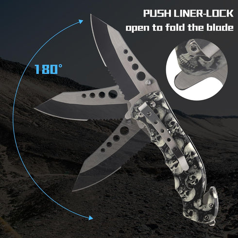 Kitory Outdoor Hunting Pocket Knife, Folding Knife with Glass Breaker and Pocket Clip,3.3 inch Stainless Steel Blade Good for Camping Hunting Surv...