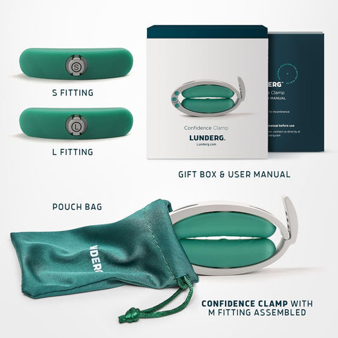 Confidence Clamp by Lunderg - The Original Incontinence Clamp for Men with 3 Removable Top Pads (S, M & L) for Reliable Control and Everyday Confi...