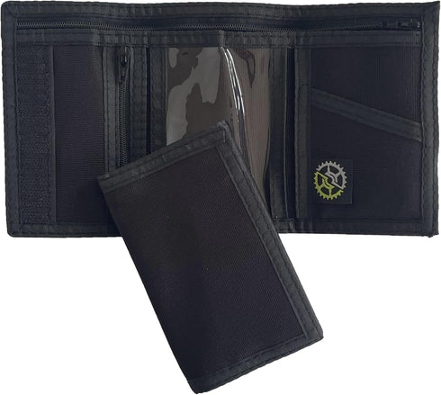 Sprocket Nylon Trifold Wallet with Zippered Coin Pocket (Black), 3 x 5...