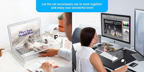 Acrylic Monitor Stand Riser Clear Laptop Stand for Desk Acrylic Monitor Riser for Desk Accessories Aesthetic Laptop Riser Clear Computer Stand Whi...