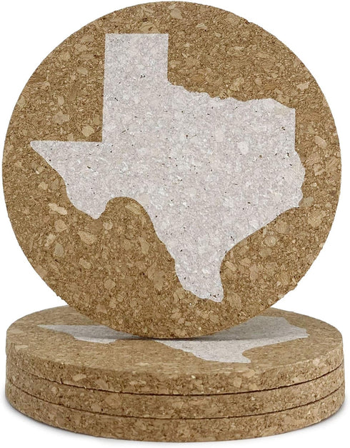 Texas Coaster Set Cork 3.5 Inch Coasters - 4 Texas Coasters Texas Gift...