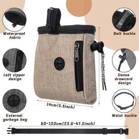 3 Pcs Dog Treat Pouch Dog Treat Training Pouch Washable Dog Treat Bag with Waist Strap and Poop Bag Dispenser for Carry Puppy Pet Toys, Kibble, Tr...
