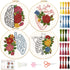 BEUNITONE 4 PCS Brain Embroidery Kit Heart Flower Cross Stitch Kit for Adults Lung Embroidery Starter Kit Bone Needlepoint Kit for Beginners Inner...