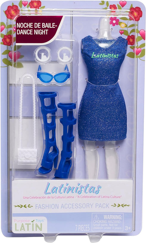 Latinistas Fashion Pack “Dance Night” 7 Piece Outfit and Accessories for 11.5-inch tall Latinistas Dolls, Kids Toys for Ages 3 Up, Designed and De...